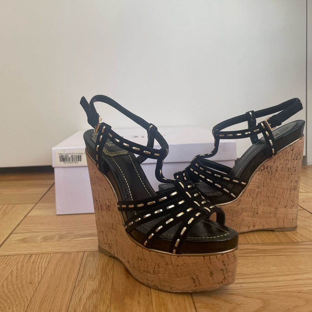 Christian Dior Antica Wedge Sandal - Black 36 (6)